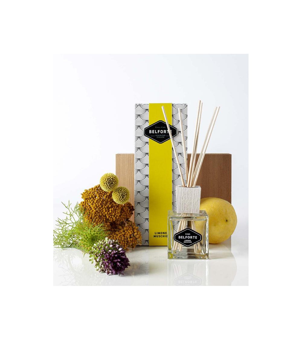 Profumatore per la Casa con Bastoncini White Cube Limone Muschio  100 ml - Belforte - 