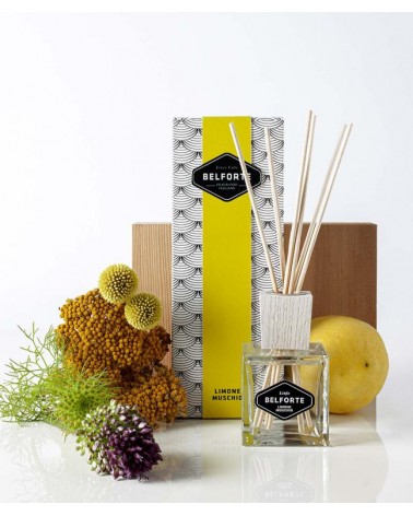Profumatore per la Casa con Bastoncini White Cube Limone Muschio  100 ml - Belforte - 