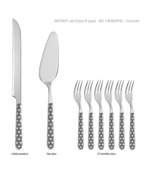 Neva Cuoricini Cutlery - Set of 8 Dessert Cutlery - Grey -  - 