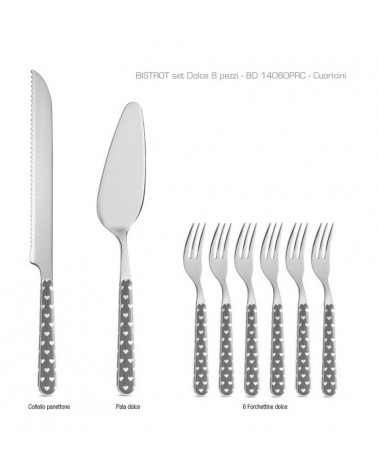 Neva Cuoricini Cutlery - Set of 8 Dessert Cutlery - Grey -  - 