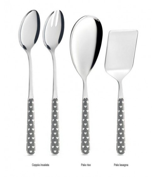 Set 4 Pezzi Posate da Portata Cuoricini - Neva Posateria - Grigio - 