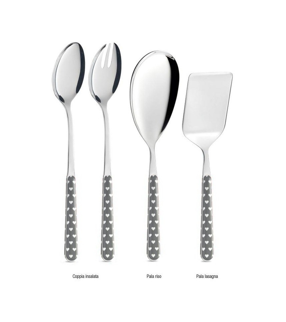 Coffret de 4 Pièces Couverts de Service Coeurs - Neva Posateria - Gris - 