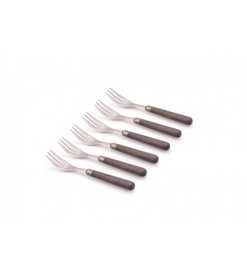 Posate Effetto Legno - Cortina - Set 6 Forchette Dolce - 