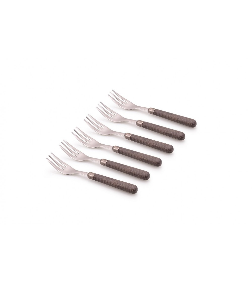 Couverts effet Bois - Cortina - Set 6 Pcs Fourchettes à Dessert - 