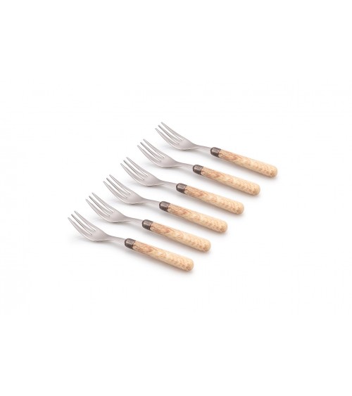 Posate Effetto Legno - Cortina - Set 6 Forchette Dolce - 
