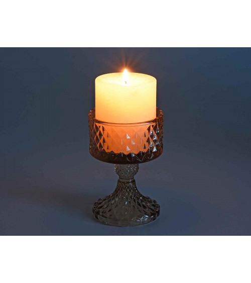 Ensemble de 4 bougeoirs en verre moleté ambré - 