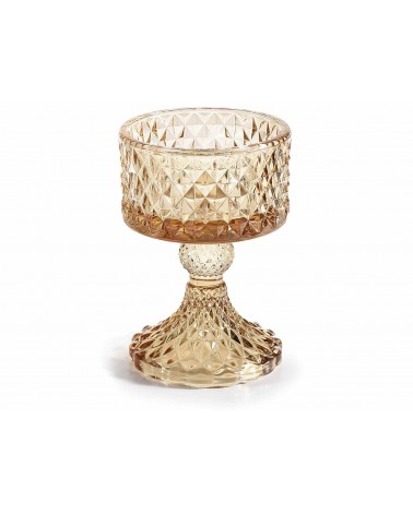 Ensemble de 4 bougeoirs en verre moleté ambré - 