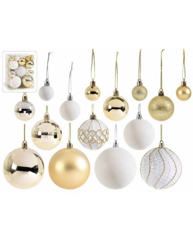 Set 50 Pz Palline di Natale in Plastica - Decoro Oro - 