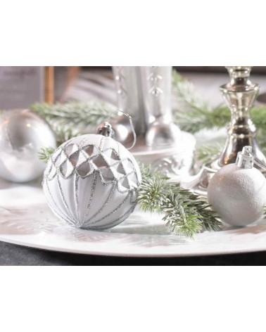 Lot de 50 boules de Noël en plastique - Décoration argentée - 