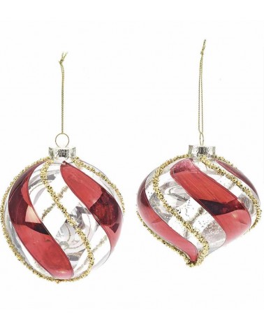 copy of Set of 12 Glass Christmas Baubles with Baroque Decoration -  - 