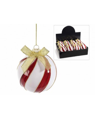 copy of Set of 12 Glass Christmas Baubles with Baroque Decoration -  - 