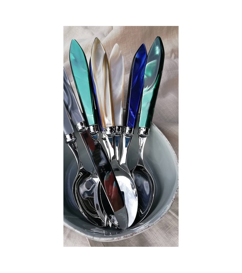 Rivadossi Sandro Cutlery: Agata Set 4 Pieces Mother of Pearl Table Place Setting in Modern Style -