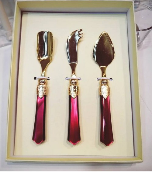Set of 3 pcs Cheese Cutlery - Vittoria Oro - Rivadossi Sandro -  - 
