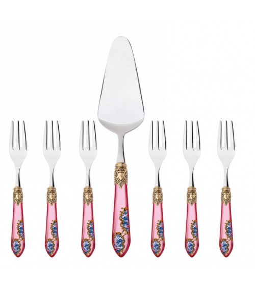 Set mit 7 süßen goldenen Ringen von Oxford Armonia – dekoriertes farbiges Besteck -