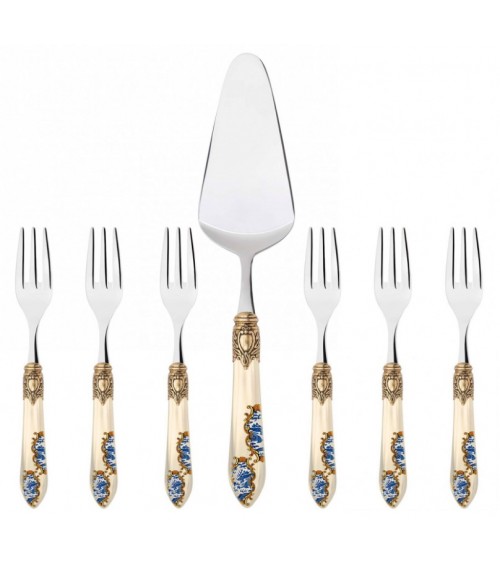 Set mit 7 süßen goldenen Ringen von Oxford Armonia – dekoriertes farbiges Besteck - 