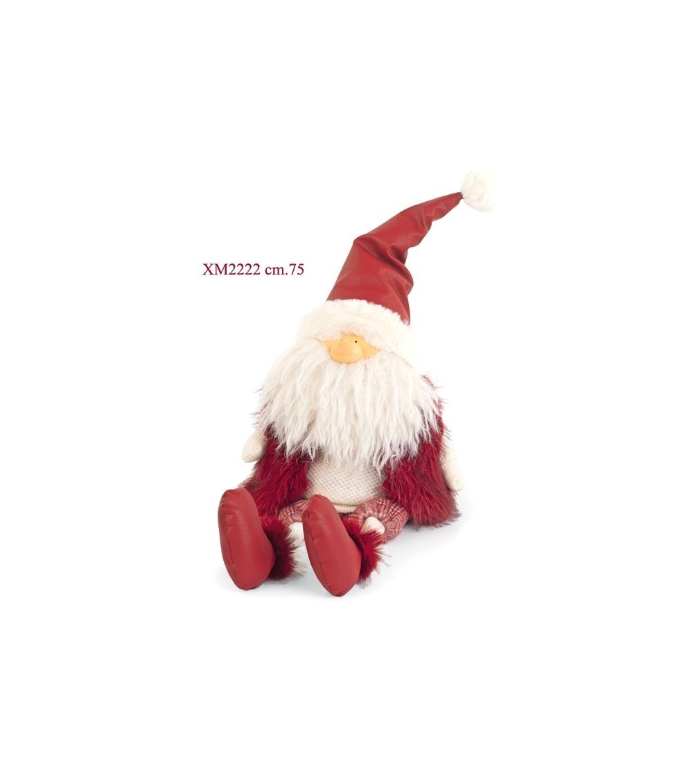 Weihnachtsmann sitzend aus Kunstlederstoff 75 cm -