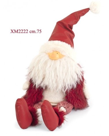 Père Noël assis en tissu simili cuir 75 cm - 