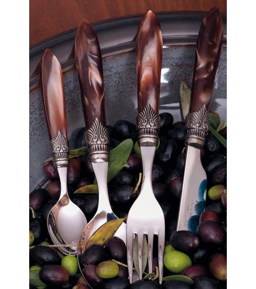 Couverts colorés Laura Nacre - Set 16 pièces pour 4 personnes - Rivadossi Sandro - couleur marron