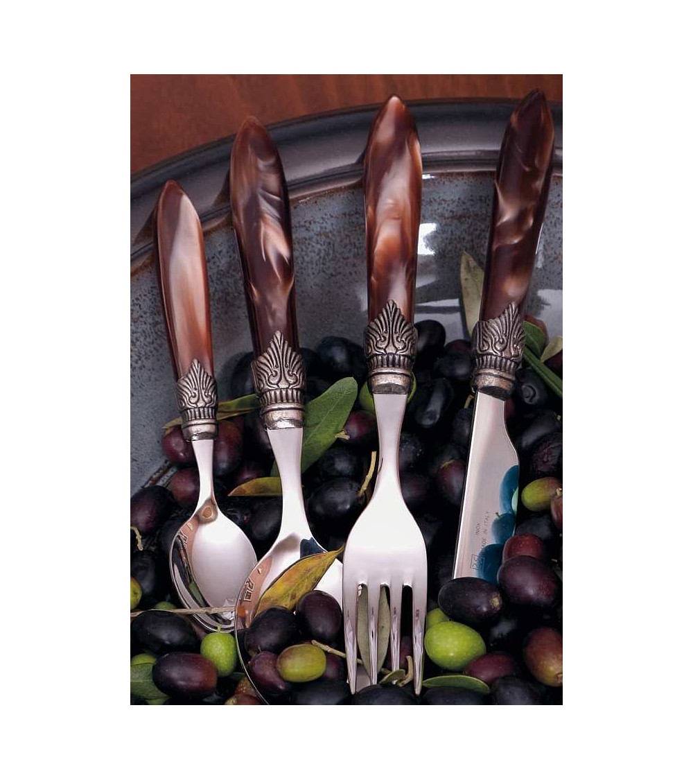 Laura Posate Colorate Madreperla - Set 16pz Per 4 Persone - Rivadossi Sandro - colore marrone