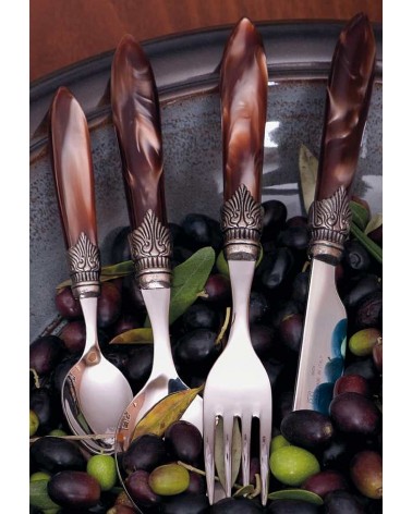 Laura Posate Colorate Madreperla - Set 16pz Per 4 Persone - Rivadossi Sandro - colore marrone