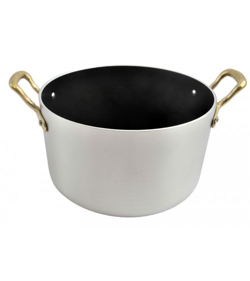High Saucepan in Non-Stick Aluminum with 2 Brass Handles - Ottinetti -  - 