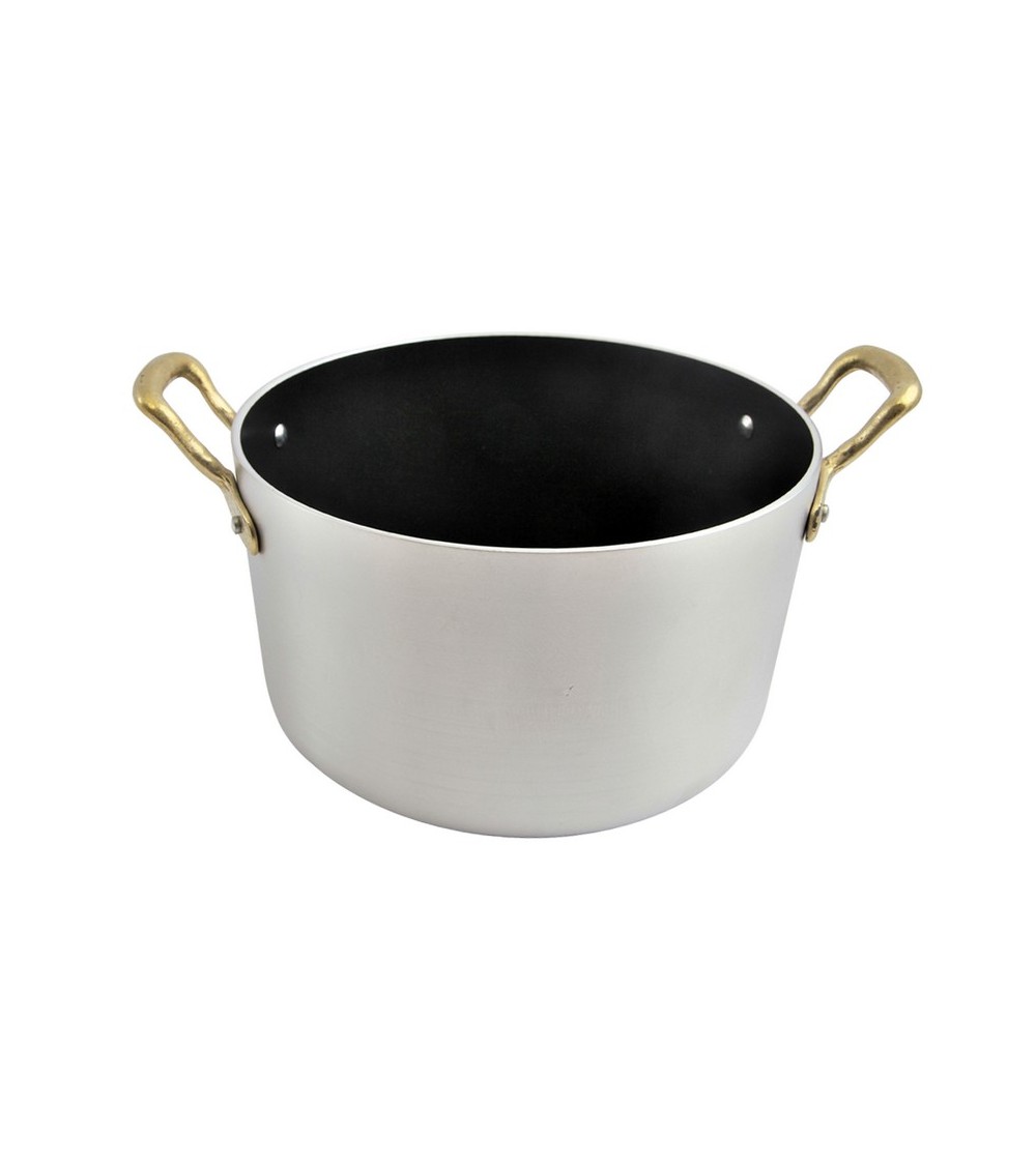 High Saucepan in Non-Stick Aluminum with 2 Brass Handles - Ottinetti -  - 