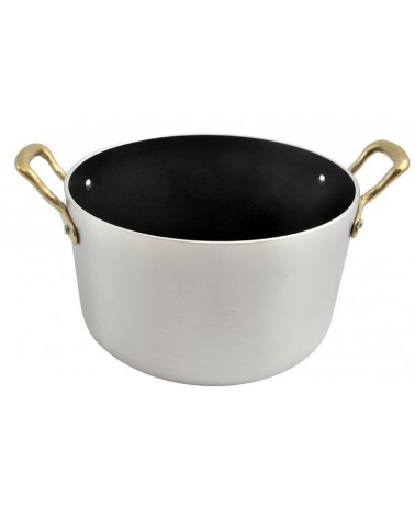 Hoher Kochtopf aus antihaftbeschichtetem Aluminium mit 2 Messinggriffen - Ottinetti - 