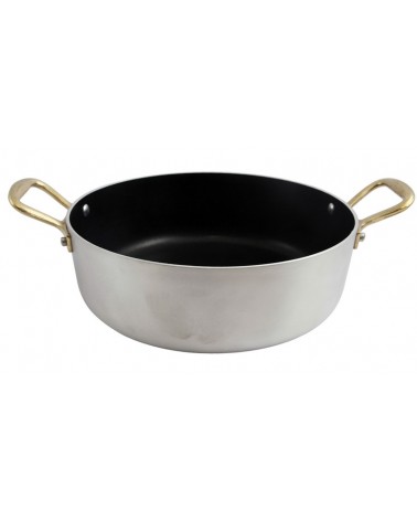 Casserole basse en aluminium antiadhésif avec 2 poignées en laiton - Ottinetti - 