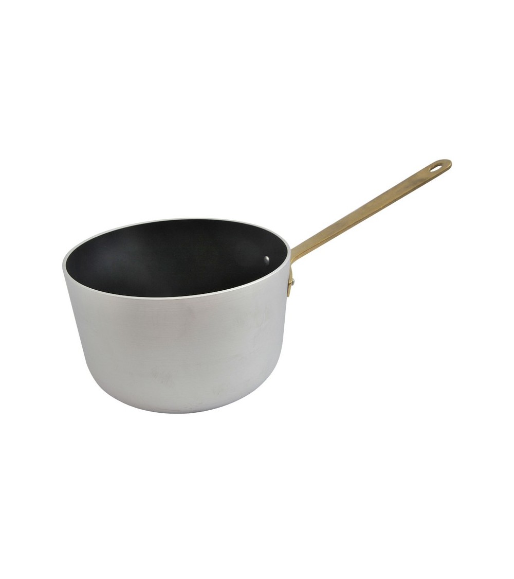 Casserole haute en aluminium antiadhésif avec 1 manche en laiton - Ottinetti - 