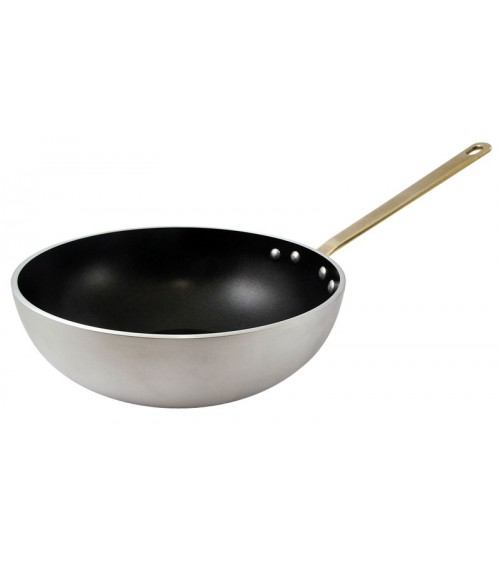 Antihaftbeschichteter Aluminium-Wok mit 1 Messinggriff – Ottinetti - 