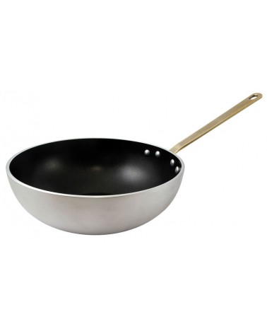 Wok in Alluminio Antiaderente con 1 Manico in Ottone - Ottinetti - 