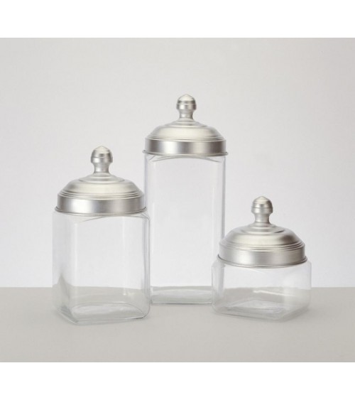 Set de 3 Récipients en Verre avec Bouchon en Aluminium Mat - Ottinetti - 
