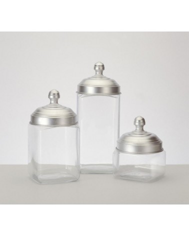 Set de 3 Récipients en Verre avec Bouchon en Aluminium Mat - Ottinetti - 