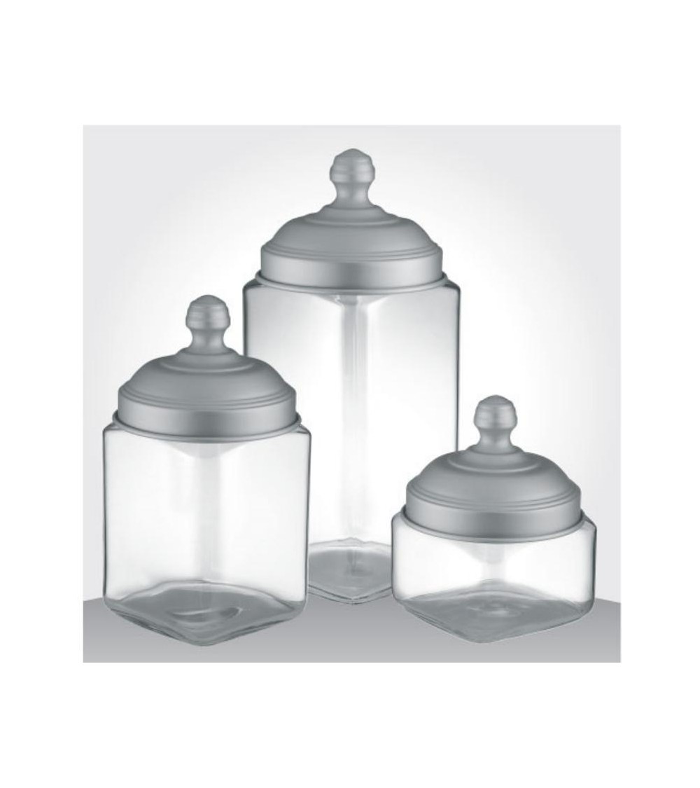 Set de 3 Récipients en Verre avec Bouchon en Aluminium Satiné - Ottinetti - 