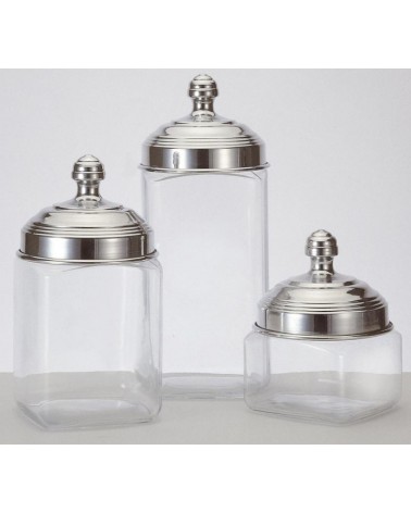 Ensemble de 3 récipients en verre avec bouchon en aluminium poli - Ottinetti - 