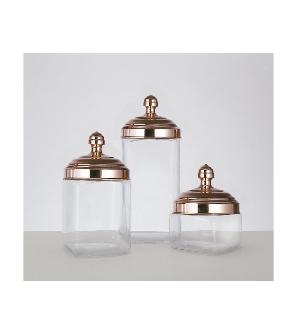 Set of 3 Glass Kitchen Containers with Copper Cap - Ottinetti -  - 