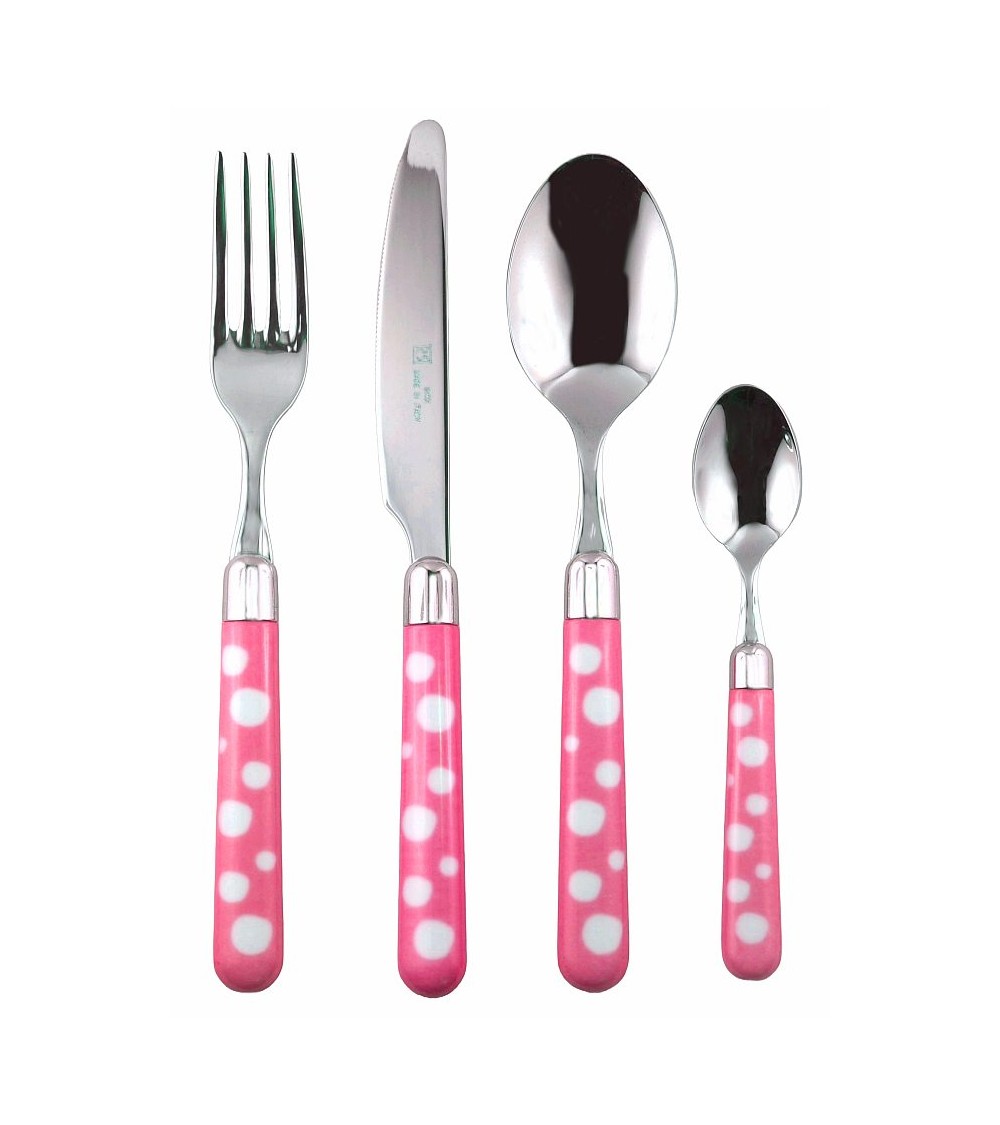 Couverts en acier avec manche coloré - Naif Snow Pois - Rivadossi Sandro - 