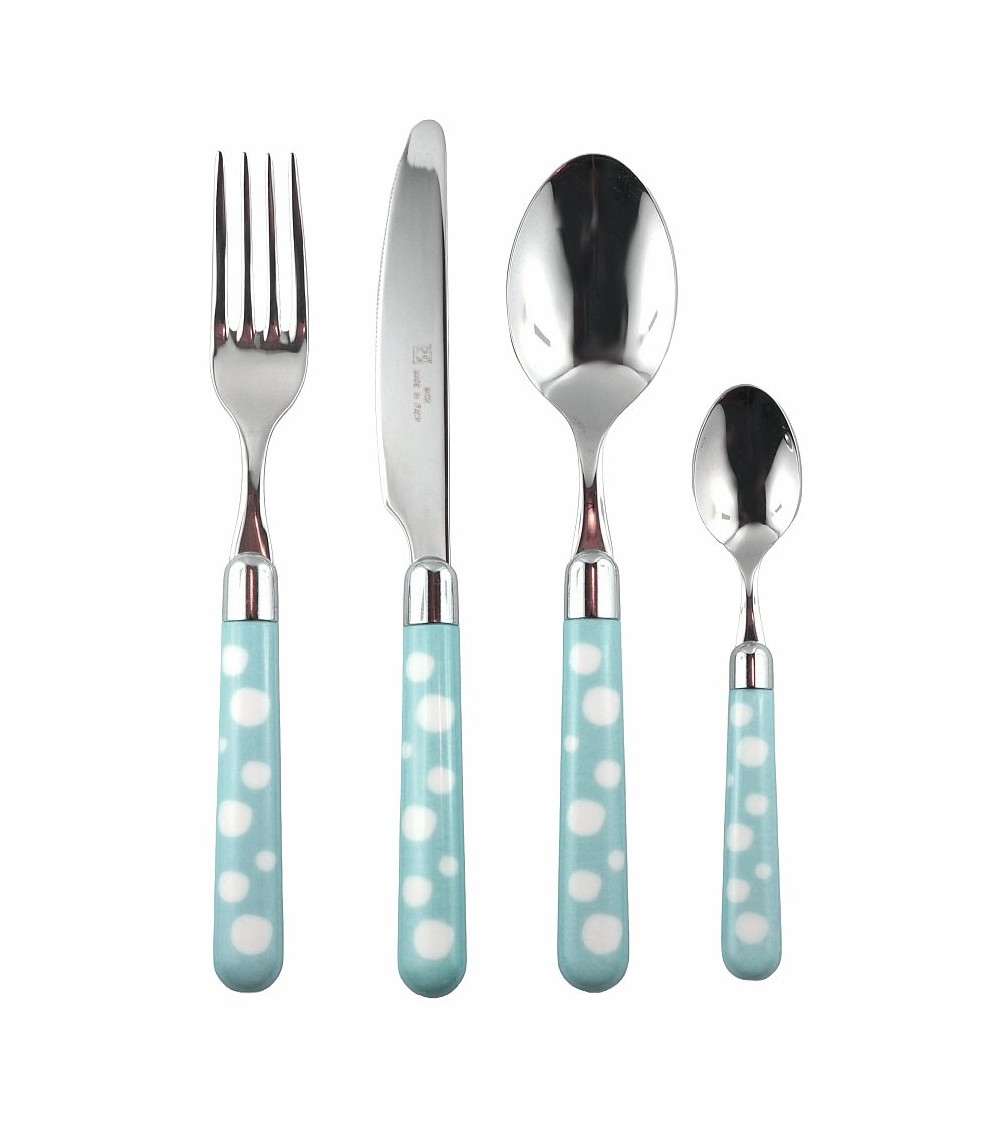 Couverts en acier avec manche coloré - Naif Snow Pois - Rivadossi Sandro - 