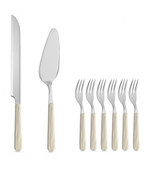 Set of 8 Dessert Cutlery - Ivory Fir -  - 