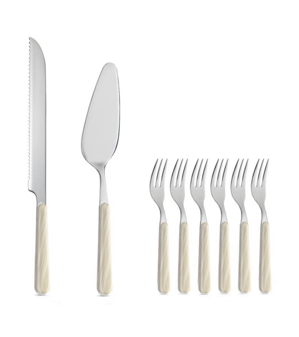 Set of 8 Dessert Cutlery - Ivory Fir -  - 
