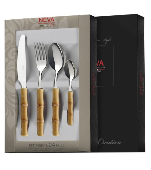 Design Bamboo Cutlery Set 24 Pieces - Neva Posateria Creativa - box