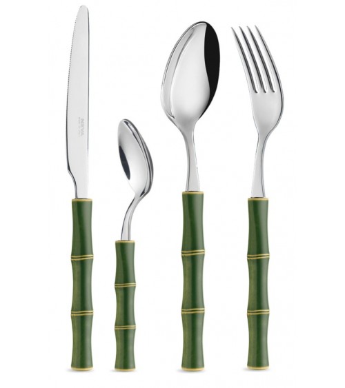 Bamboo Cutlery Set 24 Pieces - Neva Posateria Creativa - Green