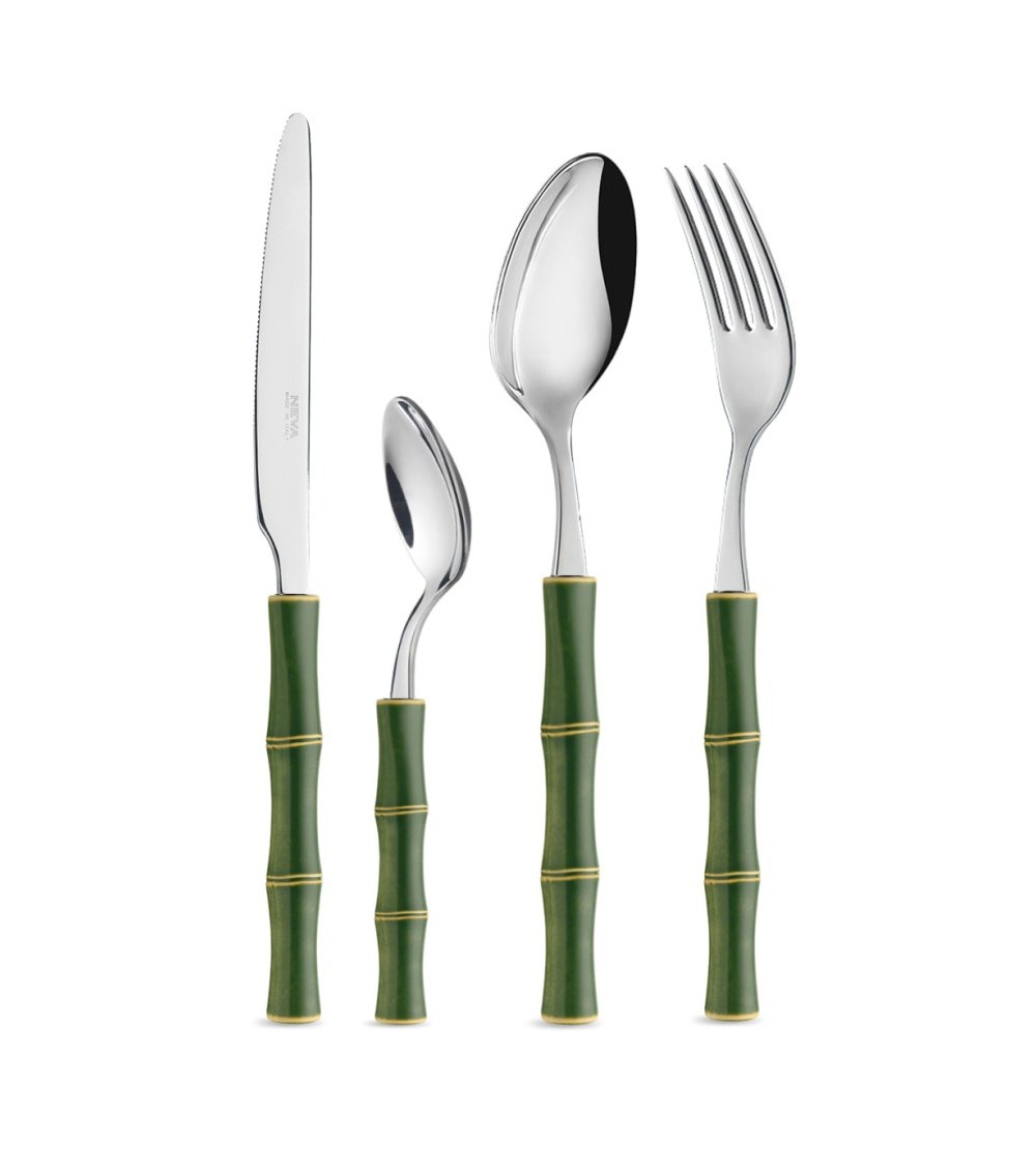 Bamboo Cutlery Set 24 Pieces - Neva Posateria Creativa - Green