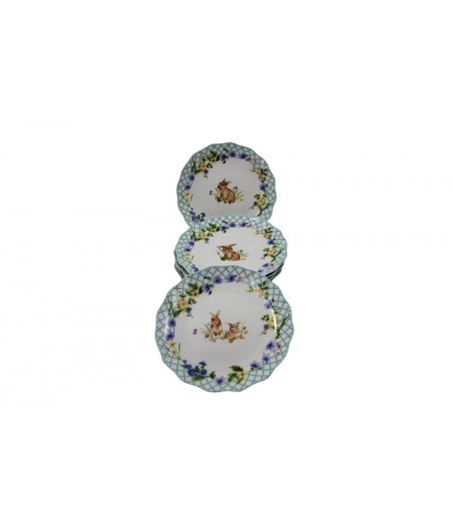 Set of 6 "Spring Easter" Dessert Saucers - Royal Family -  - 