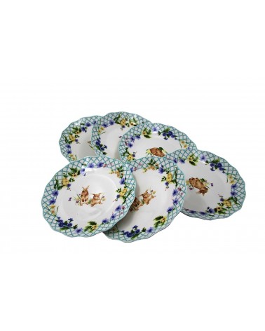 Set mit 6 Dessert-Untertassen "Spring Easter" - Royal Family - 