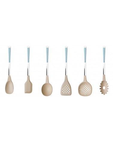 Set 6 Pezzi Utensili da Cucina Tinta Unita Polverosa - Neva Posateria - 