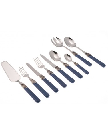Rivadossi : Classic Set 75 Pz - Posate Shabby / Country - blu pavone