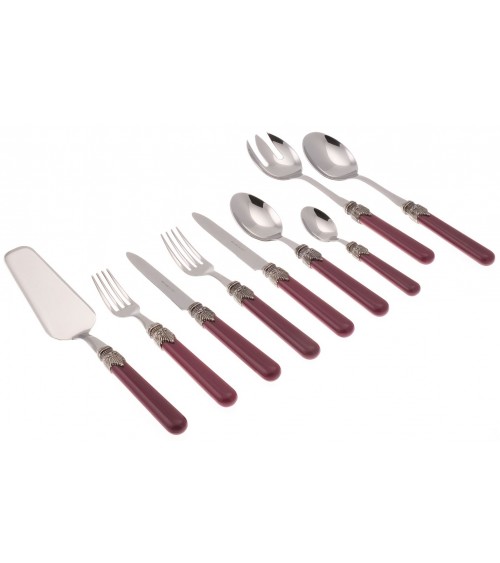 Rivadossi : Set Classique 75 Pièces - Couverts Shabby / Country - rouge hortensia