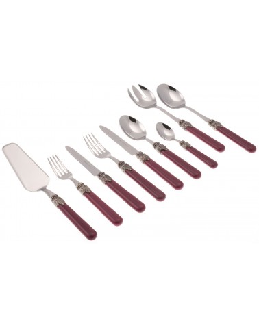 Rivadossi: Klassisches Set 75-teilig – Shabby-/Landbesteck – Hortensienrot