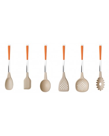 Set mit 6 Küchenutensilien in hellen, einfarbigen Farben – Neva Cutlery - 